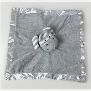 Giggle Baby Lovey Security Blanket Hippo Gray White Stripe Satin Trim 2012